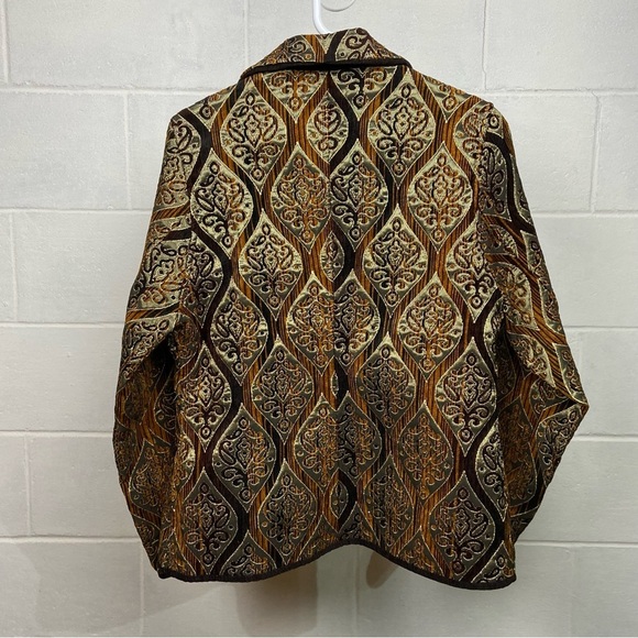 VTG Khangura Reversible Tapestry Jacket Women's Large *UNIQUE ITEM* Brown‎ Gold - Picture 4 of 10